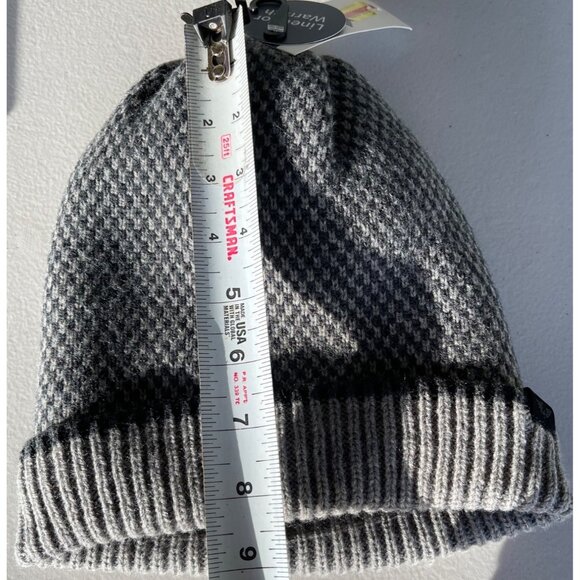 Dockers Mens Black & Gray Knit Beanie Hat Sherpa Lined For Warmth One Size Fits - Picture 4 of 7